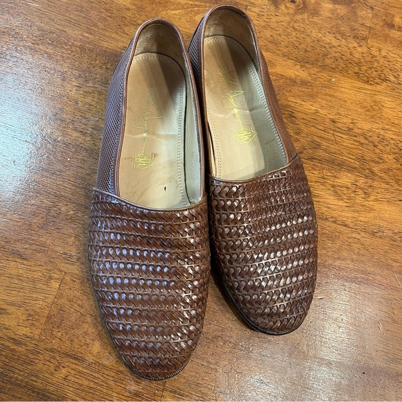 Martin Dingman men’s Made in Italy brown leather woven loafers size 11 - Picture 3 of 11